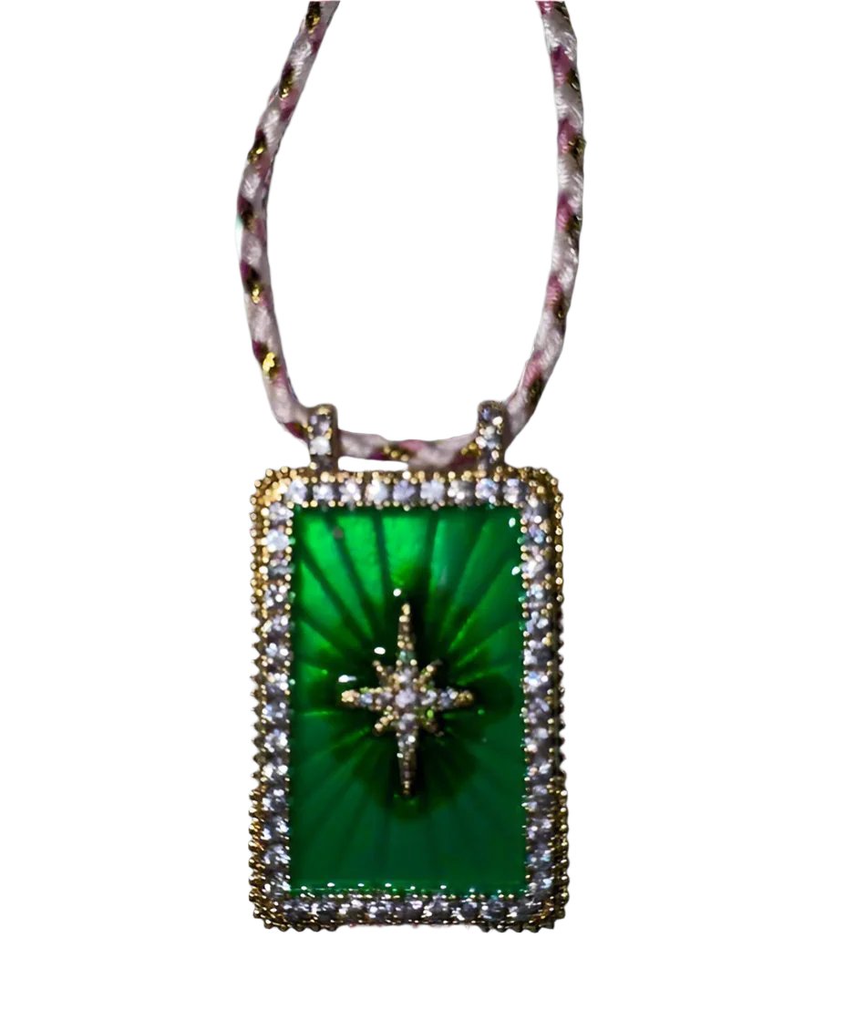 Diamonds, Green Enamel, Pink accents