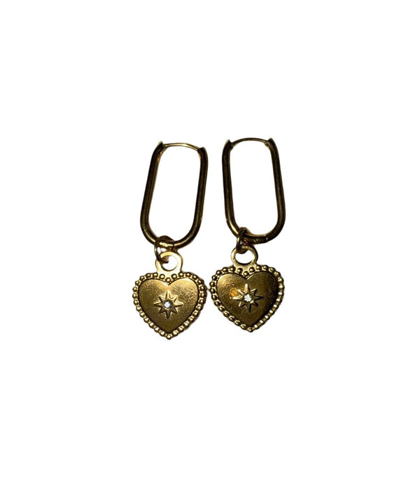 Golden Heart Hoop Earrings